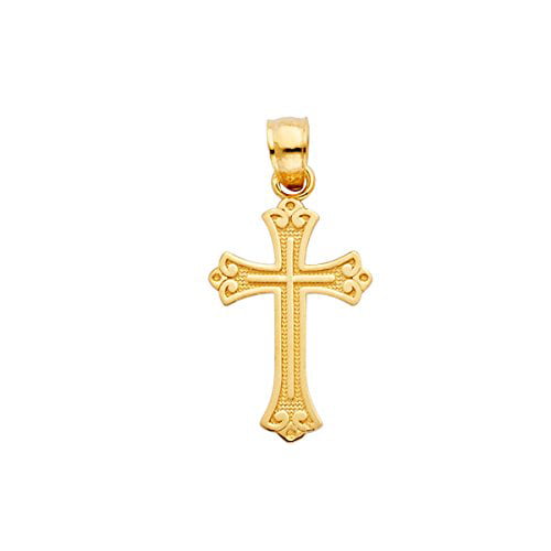 Easter 13 x 8 mm Fine Jewelry for Men & Women Religious Charm Pendant Christmas & All Occasions High Polished Finish 14K Gold Tiny Cross Pendant Ideal Gift for Birthday 0.5 Grams 